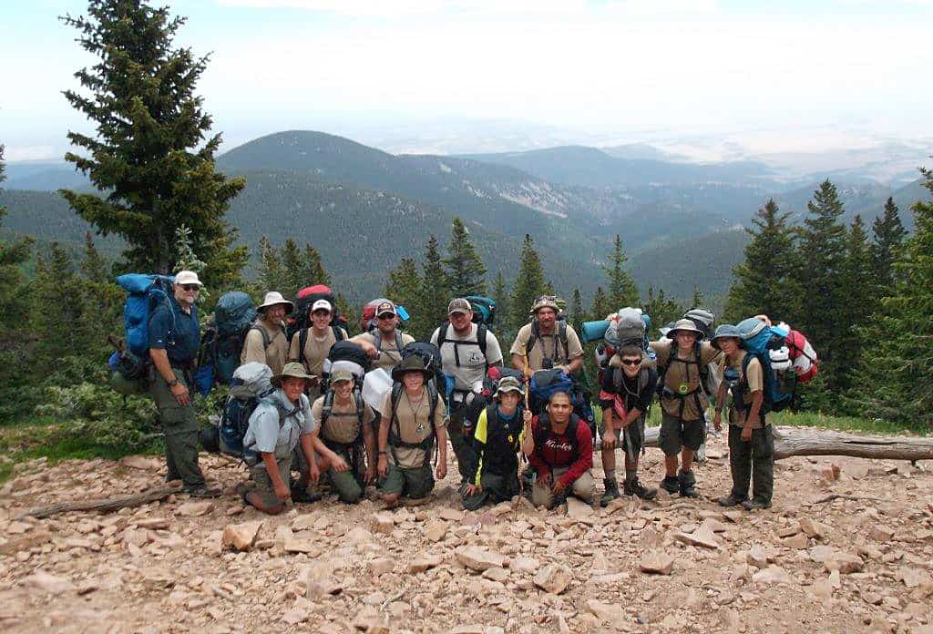 Group of scouts hiking